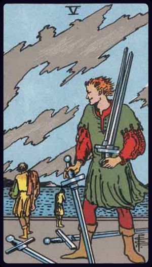 Cinco de Espadas, do Tarot Rider-Waite-Smith