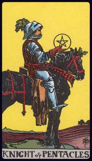 Cavaleiro de Ouros, do Tarot Rider-Waite-Smith