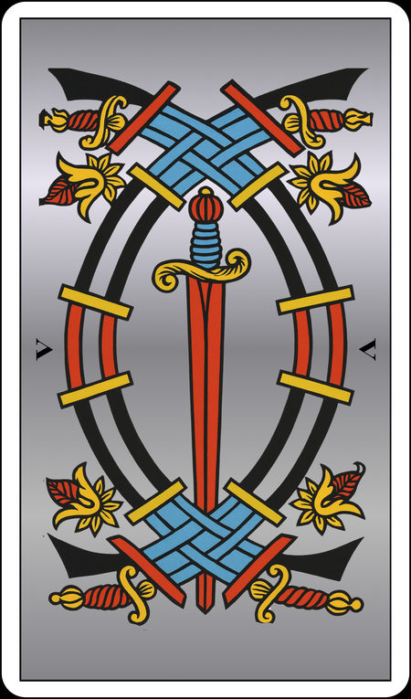 Cinco de Espadas, do Tarot de Marselha