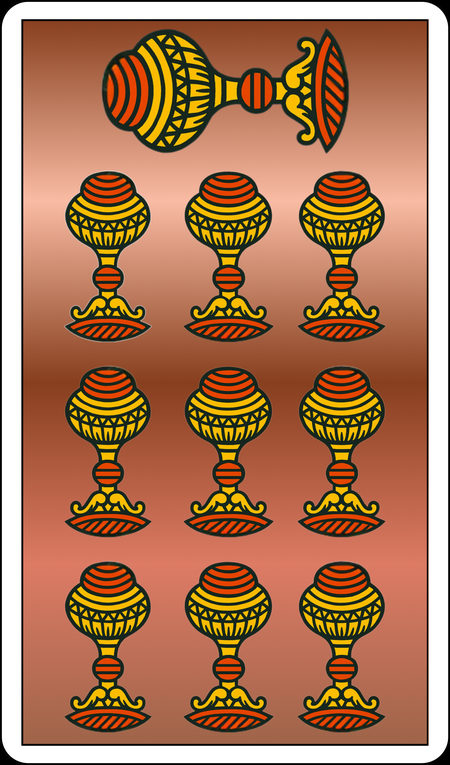 Dez de Copas, do Tarot de Marselha