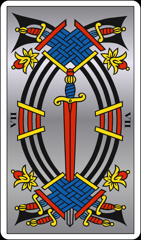 Sete de Espadas, do Tarot de Marselha