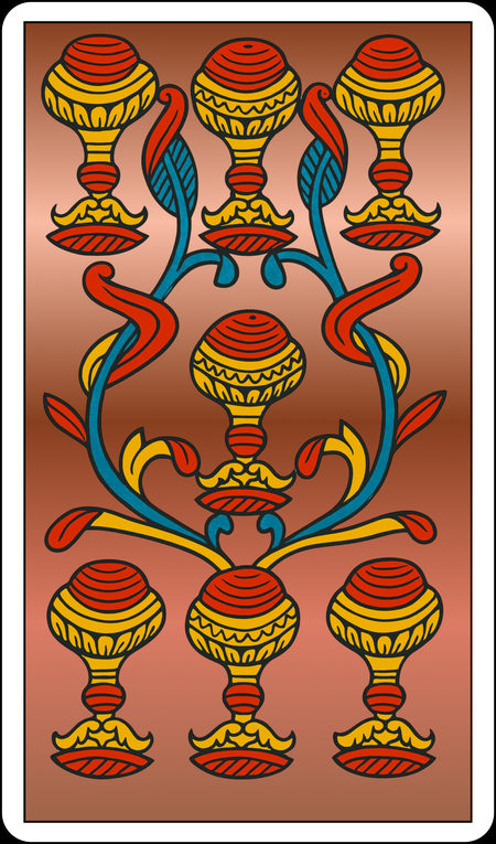 Sete de Copas, do Tarot de Marselha