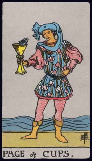 Pajem de Copas, do Tarot Rider-Waite-Smith