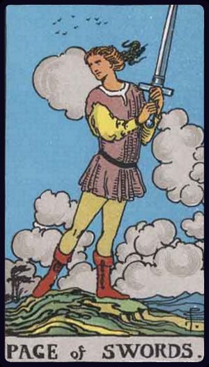 Pajem de Espadas, do Tarot Rider-Waite-Smith
