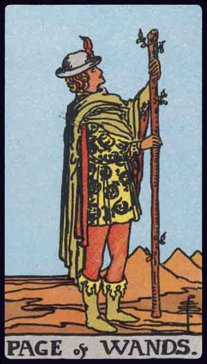 Pajem de Paus, do Tarot Rider-Waite-Smith