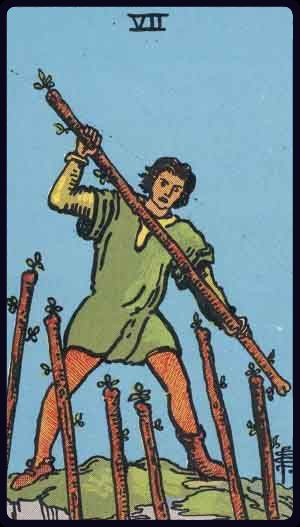 Sete de Paus, do Tarot Rider-Waite-Smith