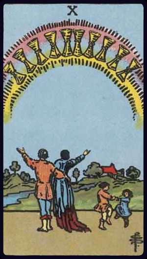 Dez de Copas, do Tarot Rider-Waite-Smith