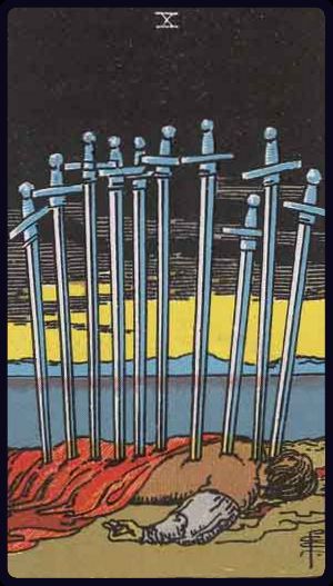 Dez de Espadas, do Tarot Rider-Waite-Smith